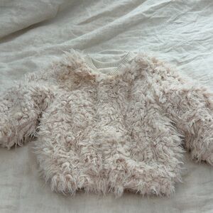 Fluffy Cream Kids Sweater